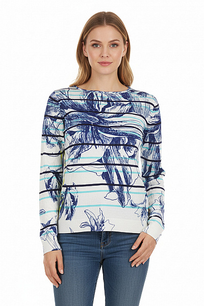 IVKO Dámský Pruhovaný Vzorovaný Pulovr S Dlouhým Rukávem Vel. 36