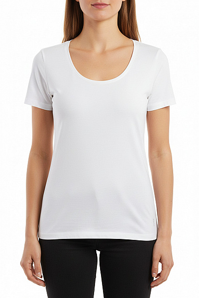 Hugo Boss Dámské Tričko Bílé Krátký Rukáv Basic Bavlna Velikost EU M