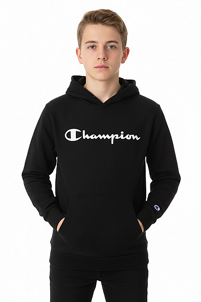 Champion Dětská Bavlněná černá Mikina S Kapucí Klokaní Kapsa Velikost EU 150/155