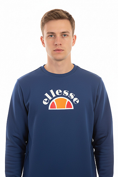 Ellesse Modrá Bavlněná Mikina S Dlouhým Rukávem A Potiskem Přes Hlavu Vel. L