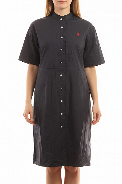 U.S.POLO ASSN. Dámské černé Košilové šaty Ke Kolenům Krátký Rukáv Vel. M