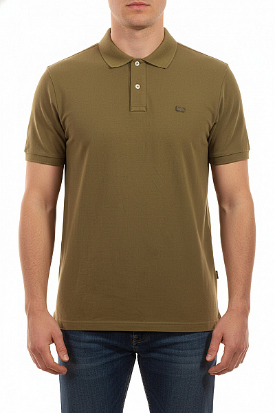 Woolrich Pánské Tričko S Krátkým Rukávem A Límečkem Khaki Vel. EU XL