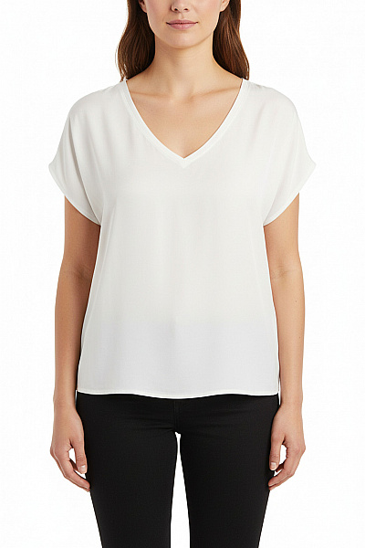 LAWRENCE GREY Bílá Halenka S Krátkým Rukávem A Výstřihem Do V Vel. 42