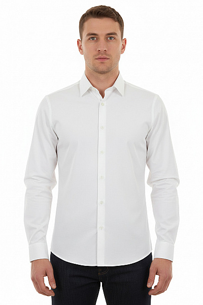 Hugo Boss Pánské Elegantní Košile S Dlouhým Rukávem Bavlněné Bílé Velikost 41