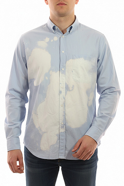 Hugo Boss Pánské Košile Modré Batikovaná Bavlna Ležérní S Prodlouženým Rukávem Velikost US 8
