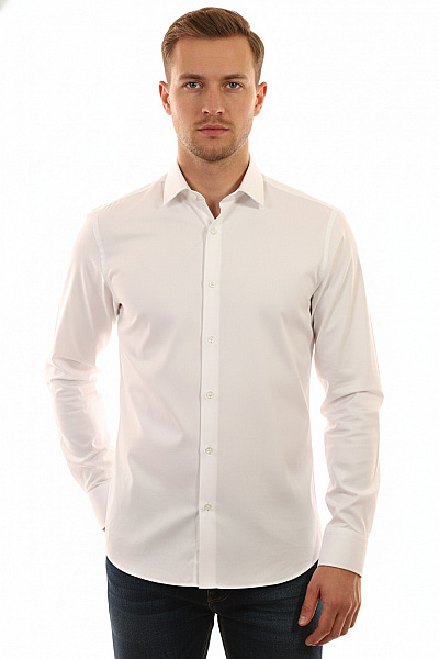 OLYMP Pánské Elegantní Košile S Dlouhým Rukávem Bavlněné Business Bílé Velikost 44