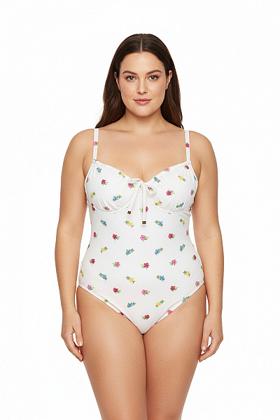 Kate Spade Bílé Jednodílné Květinové Plavky Na Zavazování Velikost XL