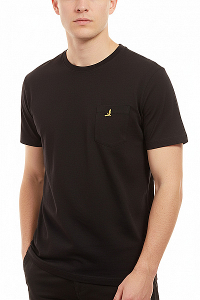 BRAVE SOUL Pánské Tričko S Krátkým Rukávem černé Bavlněné S Kapsou A Výšivkou Basic Vel. L