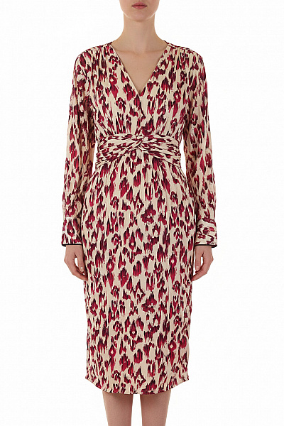 Scotch & Soda Dámské šaty S Dlouhým Rukávem Zavinovací Zvířecí Vzor Elegantní Midi Velikost 36