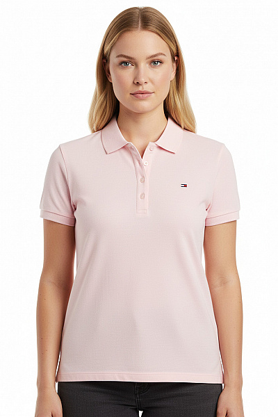 TOMMY HILFIGER Dámské Bavlněné Růžové Polo Tričko S Krátkým Rukávem Basic Velikost XL