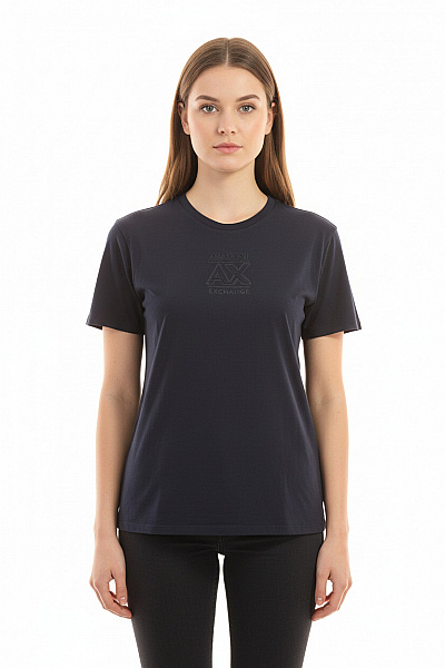 ARMANI Dámské Tmavě Modré Tričko S Krátkým Rukávem A Nápisem Vel. M