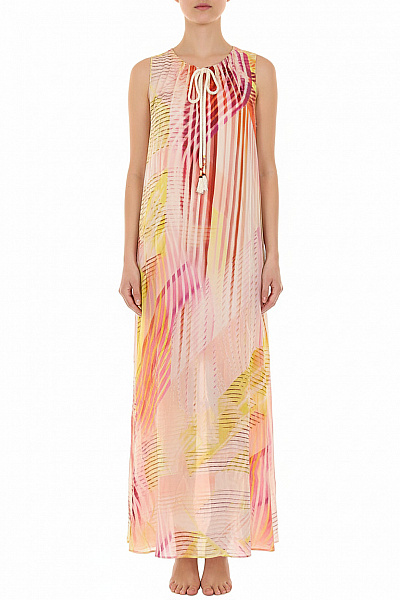 MARCCAIN Dámské šaty Bez Rukávů Pastelové Volnočasové Letní Plisované Vel. 2