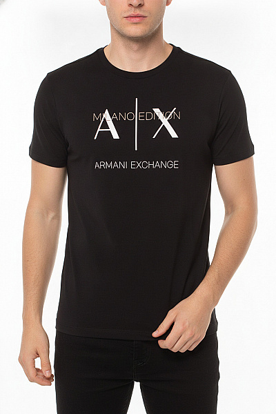 ARMANI Černé Tričko S Krátkým Rukávem A Potiskem Armani Exchange Vel. S
