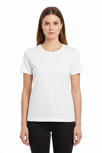 Dámské Tričko Bílé Bavlna Krátký Rukáv Ležérní Letní