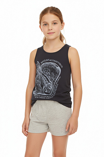 Lemon Beret Dívčí Souprava Tričko S Krátkým Rukávem A Kraťasy šedé Velikost 128