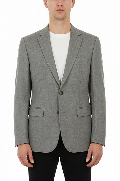 Bruuns Bazaar Vlněné Pánské Sako šedé Elegantní Jednořadé Business Vel. 52