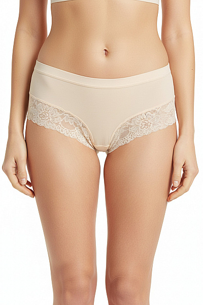 Lascana Dámské Kalhotky Krajkové Béžové Modalové Velikost 42/44