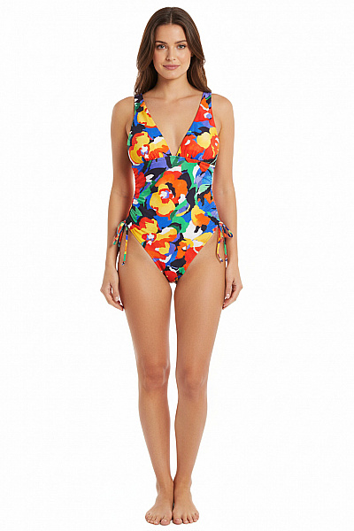 Ralph Lauren Jednodílné Květinové Stahovací Plavky Za Krk Velikost EU 40