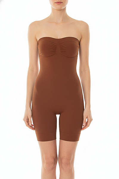 SKINS Dámské Hnědé Tvarující Body S Krátkými Nohavicemi Vel. EU S