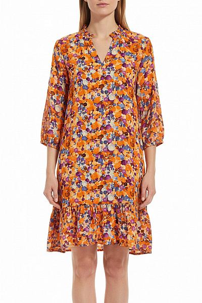 BRAVE SOUL Dámské šaty S Krátkým Rukávem Květované Volnočasové Oranžové Vel. 36