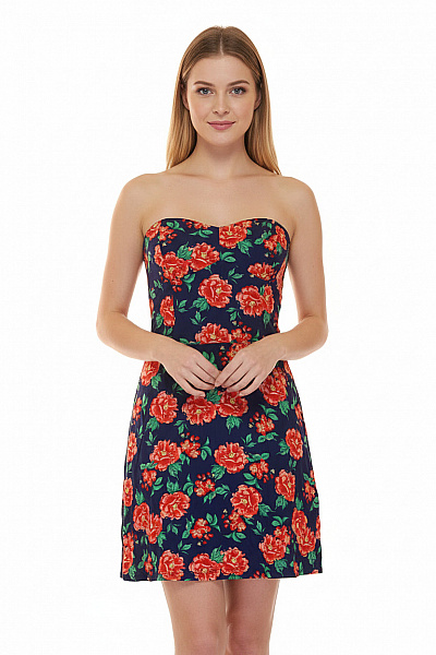 SUPERDRY Dámské Modré Viskózové Mini šaty Bez Rukávů Květované Letní Velikost S