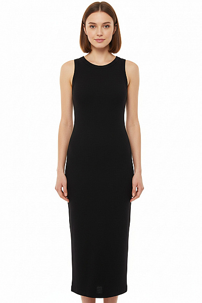 Mrs & HUGS Dámské šaty Bez Rukávů Dlouhé černé Bavlněné Tričkové Velikost XS