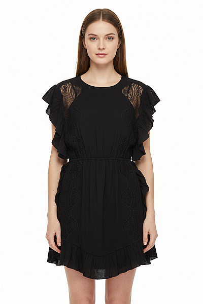 IRO Krátké černé šaty Krajkové Volnočasové Letní Boho Vel. 36