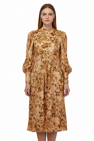 Closet Dámské šaty Midi Květované S Dlouhým Rukávem Elegantní Vel. US 4