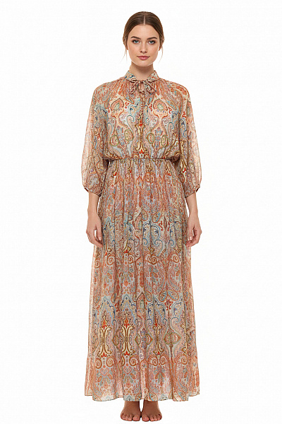 Rinascimento Dámské šaty Maxi S Krátkým Rukávem Boho Barevné šifonové Vel. S