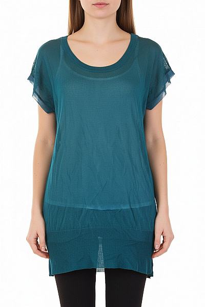 American Vintage Dámská Polyesterová Tuniková Halenka Tyrkysová Průsvitná Volná Letní Vel. S