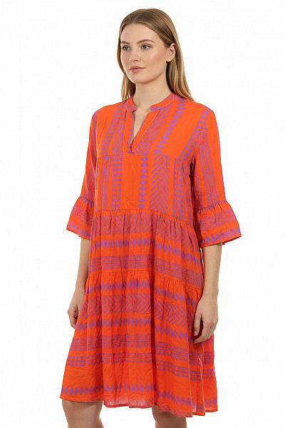 Miss Goodlife Oranžové šaty Tunikové S Krátkým Rukávem A Vzorem Velikost L