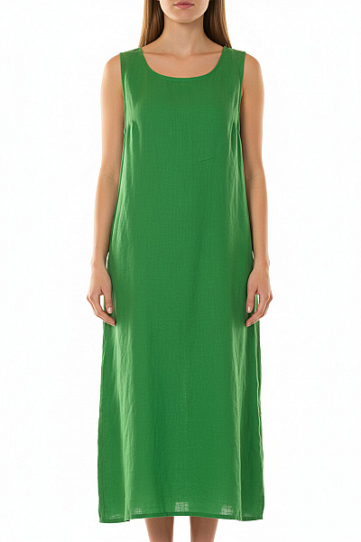 LAWRENCE GREY Zelené Lněné šaty Na Ramínka Volné Letní Velikost M
