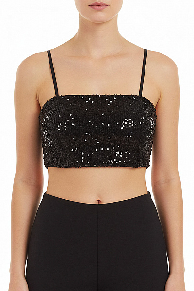 Scotch & Soda Dámské Tričko Bez Rukávů S Flitry černé Crop Top Vel. M