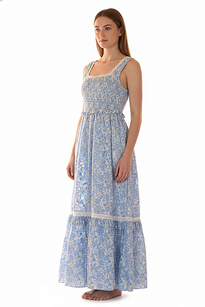 Dámské Dlouhé šaty Bez Rukávů Květované Letní Boho Velikost S
