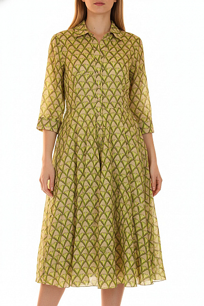 Riani Dámské šaty S Dlouhým Rukávem Košilové Midi Zelené Vel. 36