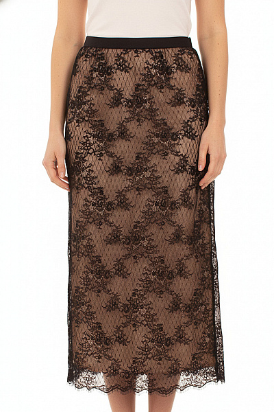 MAX&CO. Dámská černá Květinová Průsvitná Maxi Sukně Elegantní Velikost M