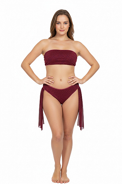 Oseree Dámské Plavky Dvoudílné Třpytivé Na Zavazování červené Velikost M