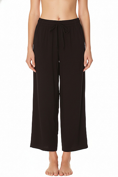 Dámské Bavlněné Kalhoty široké Volnočasové černé S Kapsami Vel. XS