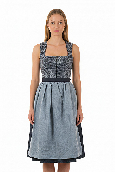 COUNTRY LINE  Dámské šaty Bez Rukávů Modré Bavlněné S Páskem Midi Velikost 36