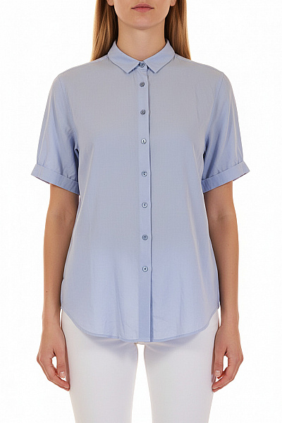 True Religion Dámská Bavlněná Modrá Košile Krátký Rukáv Letní Ležérní Volná Velikost XS