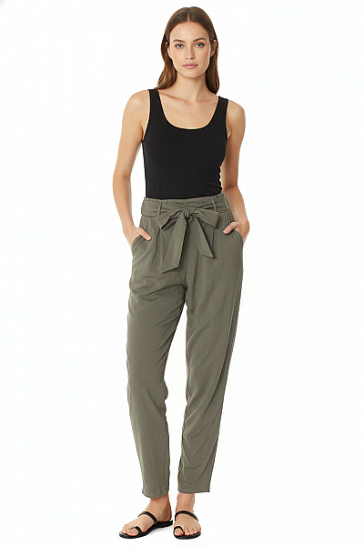 Les Lunes Dámské Kalhoty S Páskem Volnočasové Zelené Velikost S