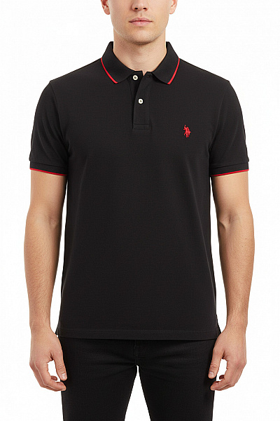 U.S.POLO ASSN. Pánské Tričko S Límečkem A Krátkým Rukávem Jednobarevné Velikost XL