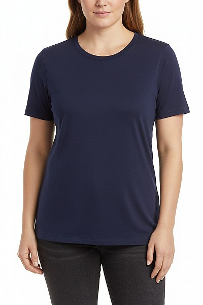 Dámské Tričko S Krátkým Rukávem Modré Bavlněné Basic Velikost 52