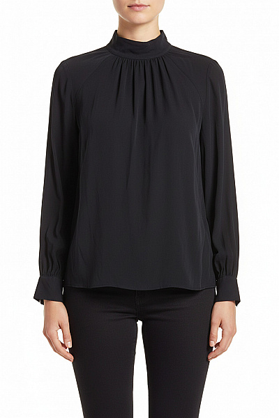 Van Laack Dámská Hedvábná Halenka S Dlouhým Rukávem A Stojáčkem Velikost 34