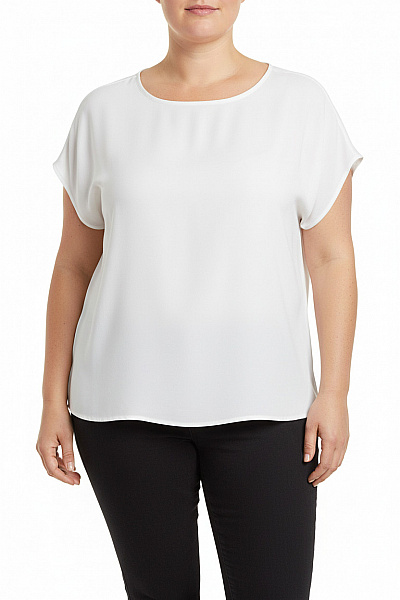 Sublevel Dámská Halenka Bílá Krátký Rukáv Viskóza Volná Velikost XXL