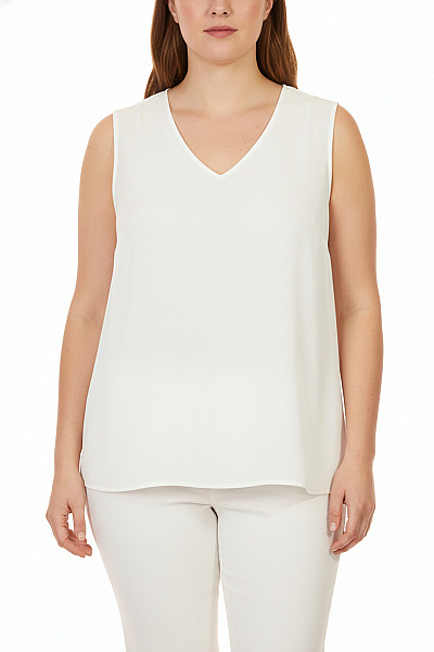 Sublevel Bílá Halenka Bez Rukávů S Výstřihem Do V Velikost XXL