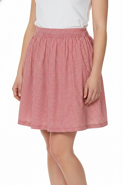 Dámská červená Kostkovaná Bavlněná áčková Sukně Vel. 40