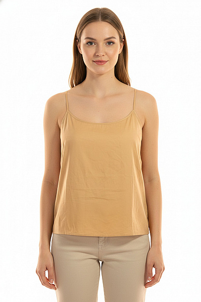 MARINA RINALDI Dámské Bavlněné Tílko Bez Rukávů Letní Béžové Vel. DE 46