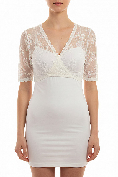 Trachtenmanufaktur Dámské Tričko Bílé Krátký Rukáv Zavinovací Krajka Průhledné Vel. 38