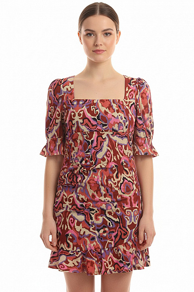 Dámské šaty Krátký Rukáv Barevné Retro Mini Velikost S